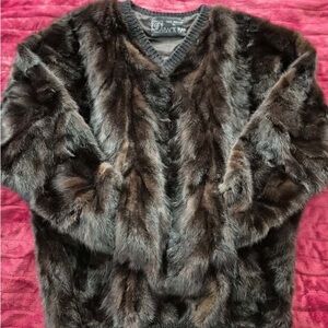 Authentic Mink Fur pullover Jacket - Black Brown